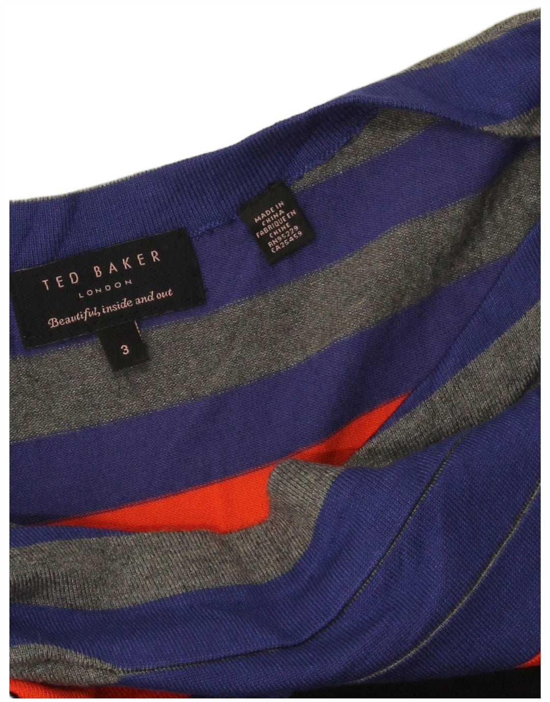 Ted Baker Vestido ajustado para mujer Talla 3 Viscosa a rayas azules medianas