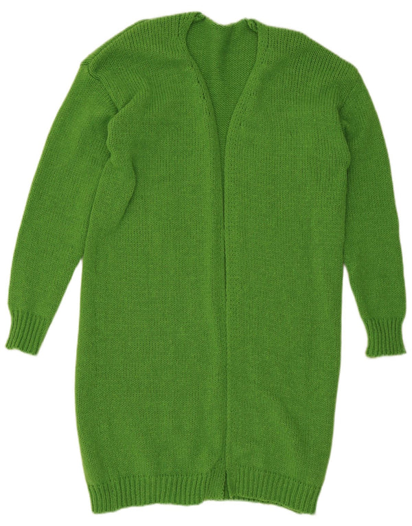 Vintage Womens Longline Open Cardigan Sweater UK 14 Medium Green Polyester