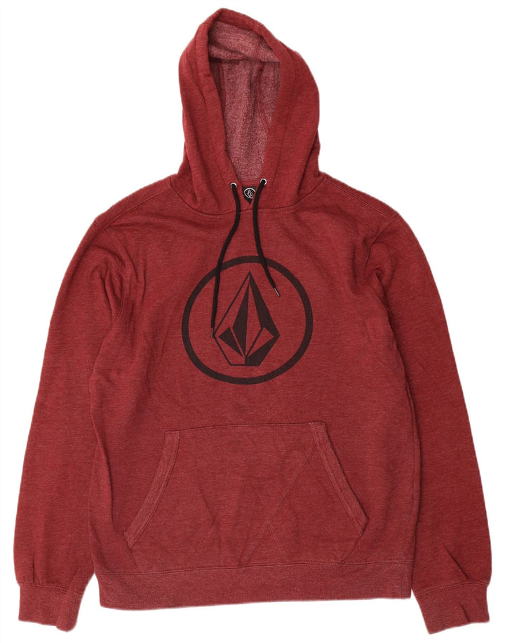 Volcom Mens Graphic Hoodie Jumper Medium Maroon Cotton