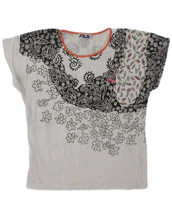 Fila T-Shirt Femme Top IT 44 Medium Blanc Paisley