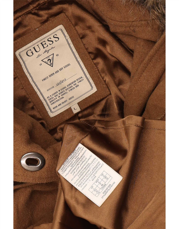 Guess Cappotto corto da donna con cappuccio UK 12 Lana beige medio