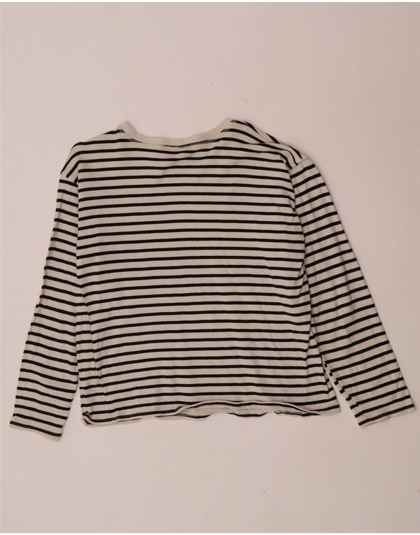 Top Zara da donna a maniche lunghe UK 14 grande cotone a righe bianche