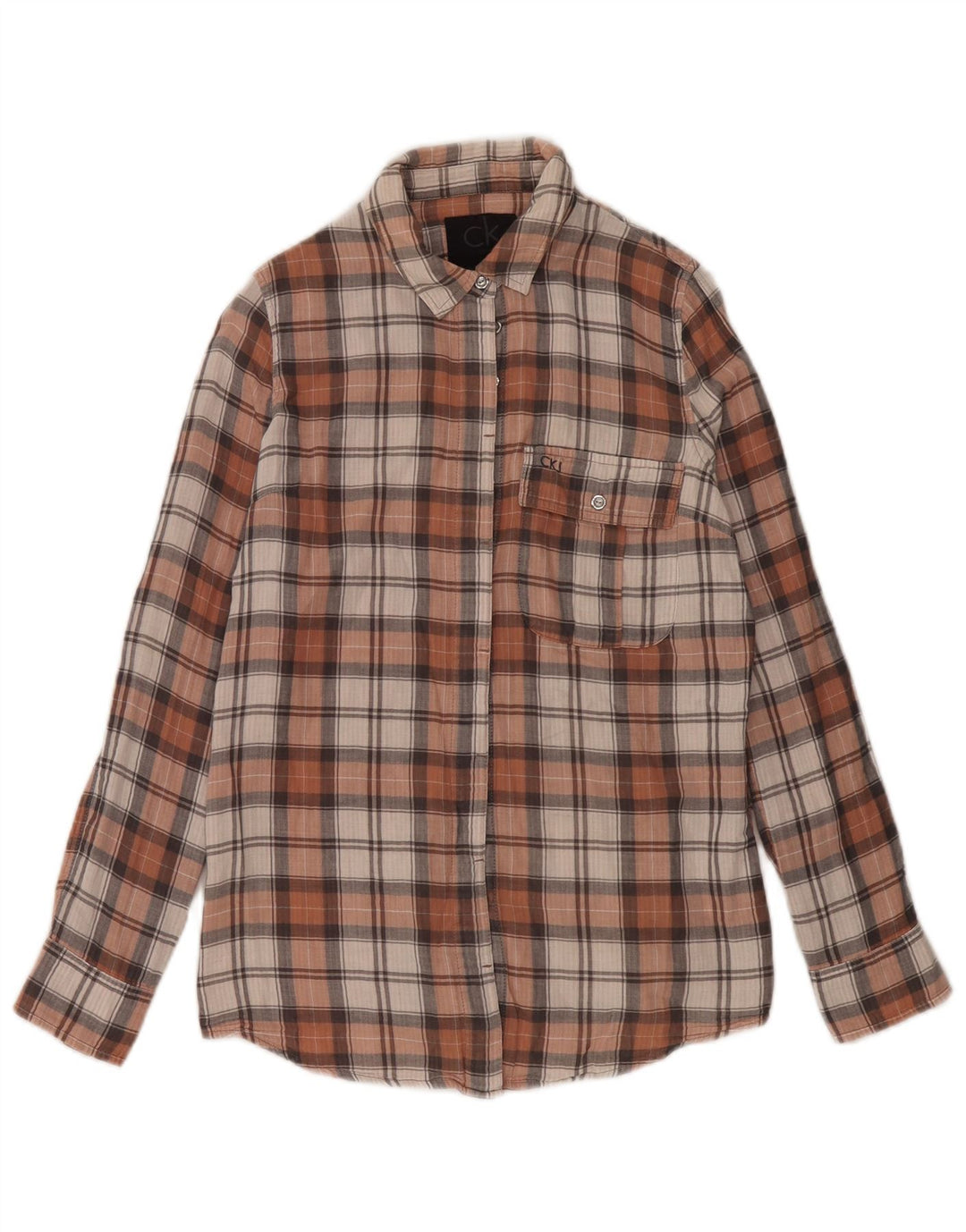 Calvin Klein Jeans Womens Shirt UK 10 Small Multicoloured Check Cotton