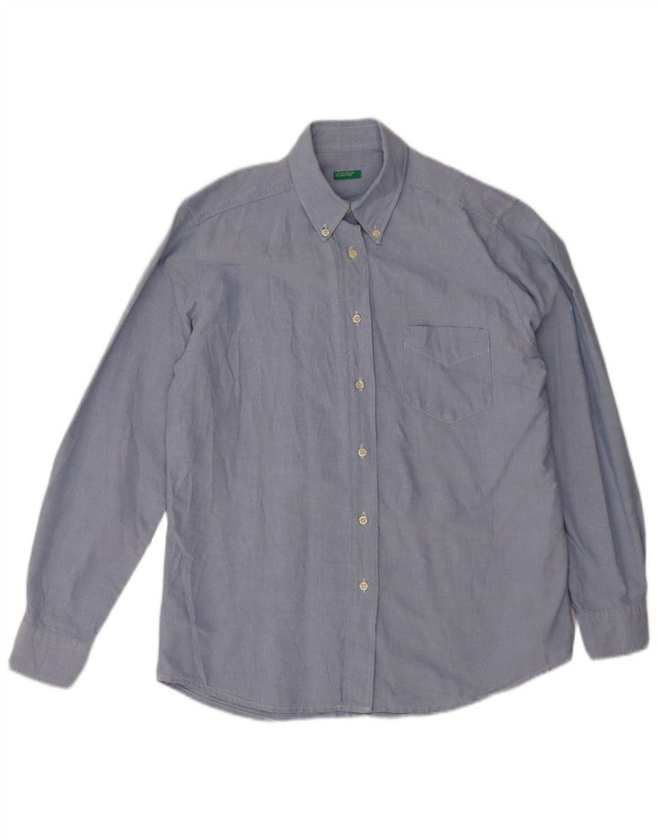 Benetton Womens Shirt UK 18 XL Blue Cotton
