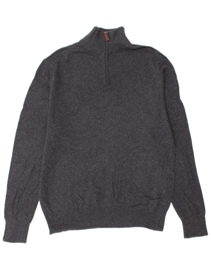 BONOBOS Mens Zip Neck Jumper Sweater Medium Grey Cotton