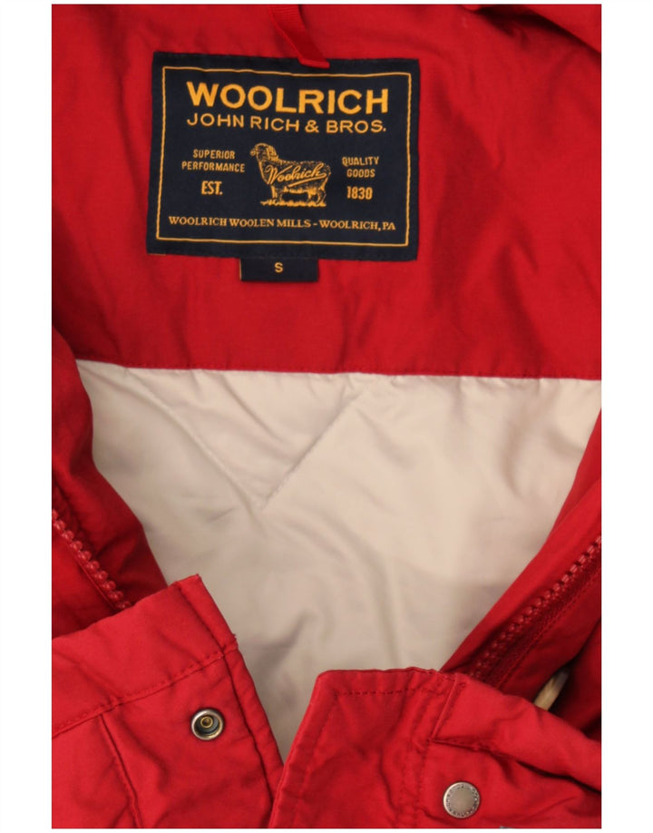 Woolrich Womens Hooded Oversized Padded Coat UK 10 Small Burgundy