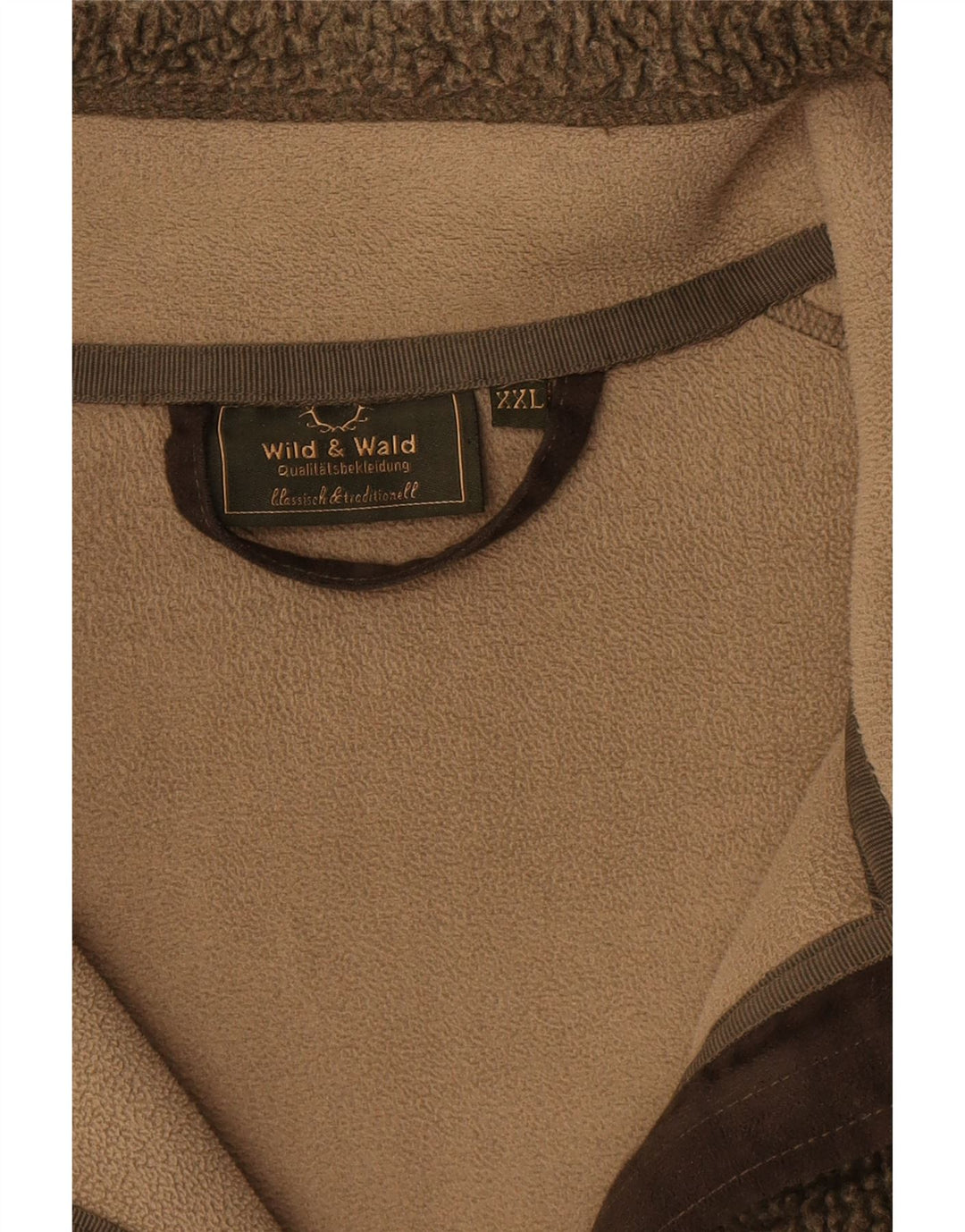 Vintage Mens Fleece Jacket UK 44 2XL Khaki Colourblock Polyester