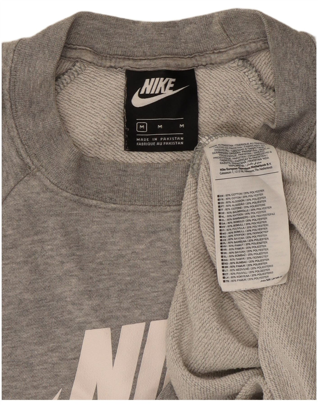 Nike Womens Graphic Sweatshirt Jumper UK 14 Medium Grey Cotton