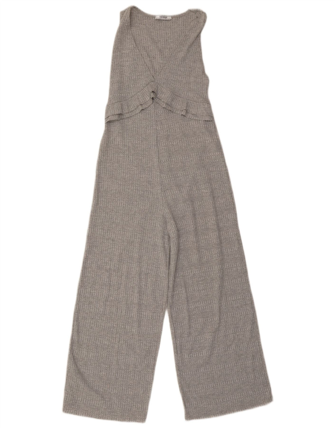 Zara Womens Sleeveless Knit Jumpsuit UK 8 Small  Grey Striped Polyester