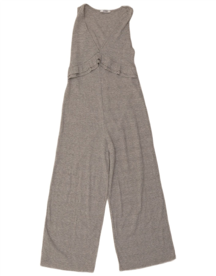 Zara Womens Sleeveless Knit Jumpsuit UK 8 Small  Grey Striped Polyester