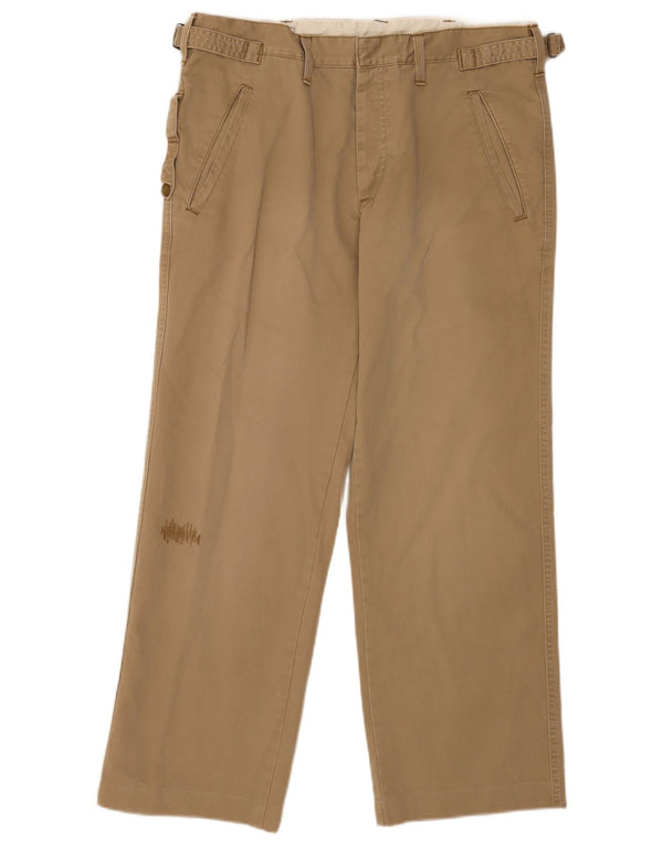 Dockers Mens Straight Chino Trousers W32 L28 Beige Cotton