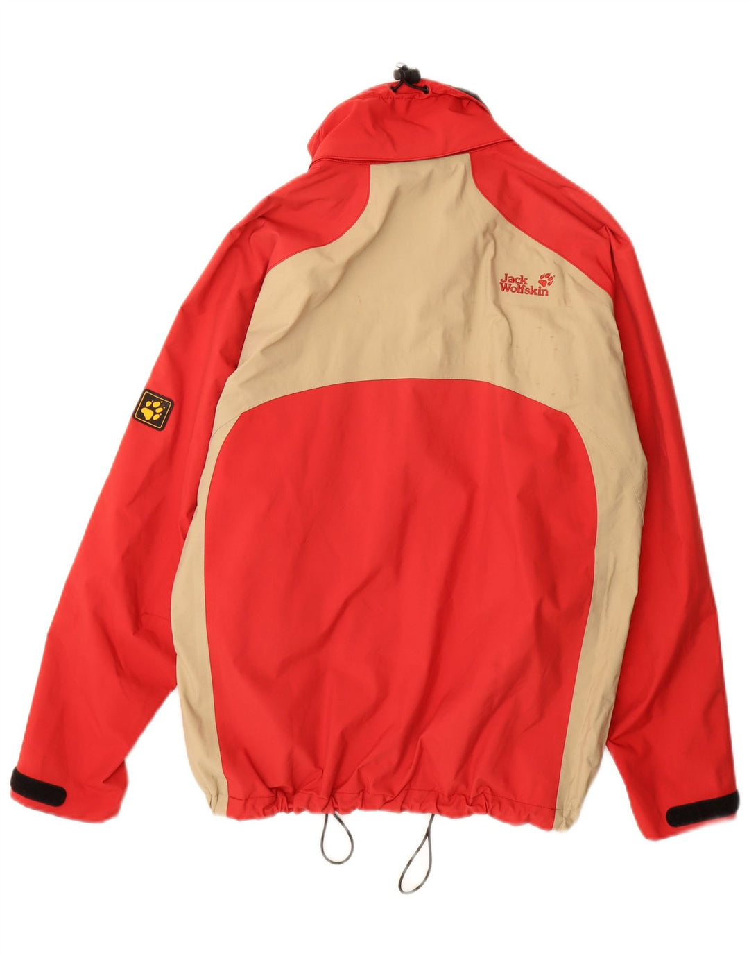 Jack Wolfskin Womens Loose Fit Rain Jacket UK 12 Medium  Red Colourblock