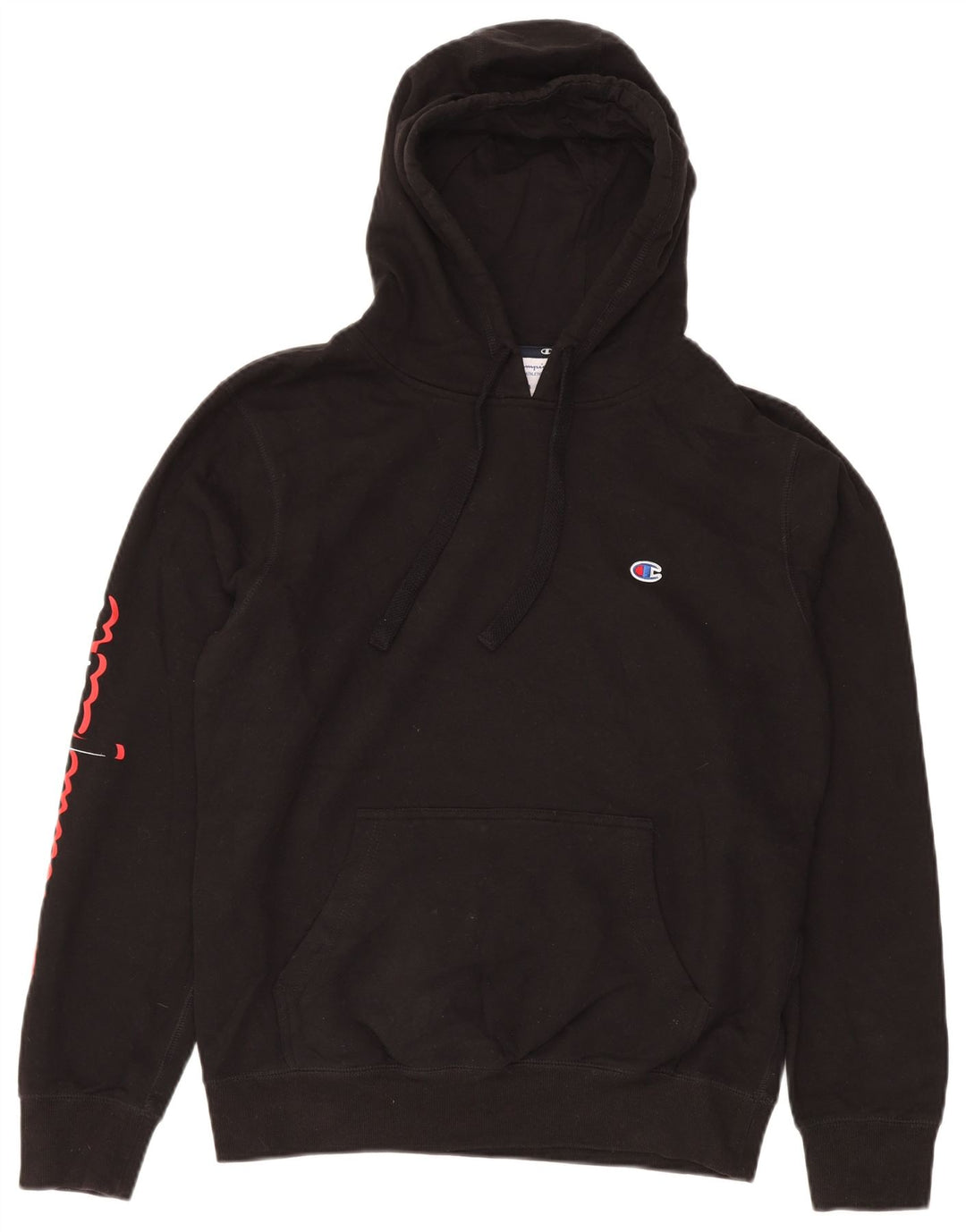 CHAMPION Mens Graphic Hoodie Jumper Medium Black Cotton