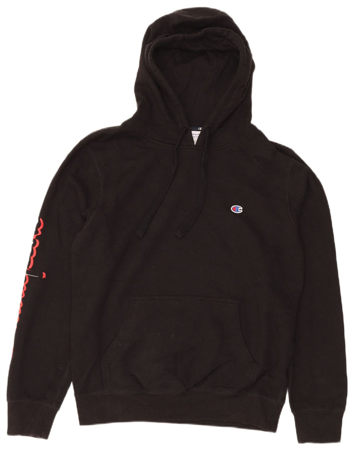 CHAMPION Mens Graphic Hoodie Jumper Medium Black Cotton