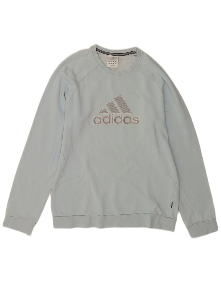 Felpa con grafica Adidas da uomo, piccola, in cotone blu