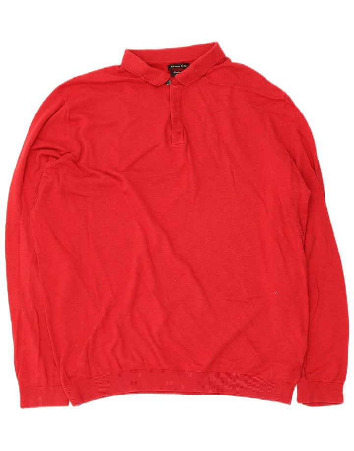 Massimo Dutti Mens Polo Neck Jumper Sweater XL Red Cotton
