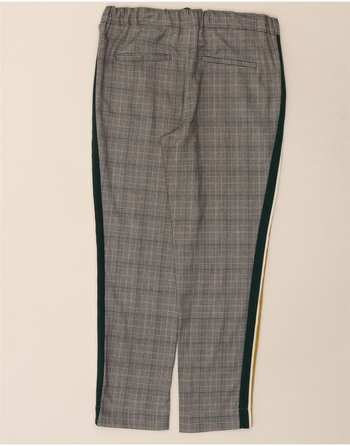 Pantaloni casual dritti da donna ZARA medi W28 L27 poliestere scozzese grigio