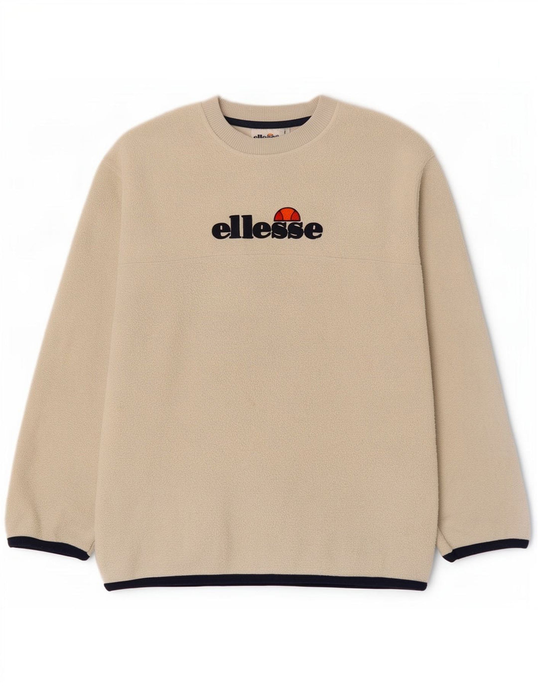 Ellesse Mens Graphic Fleece Jumper Small Beige Polyester