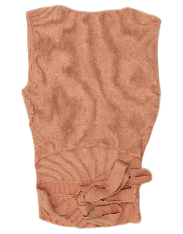 Zara Womens Sleeveless Crop Blouse Top UK 12 Medium Pink Viscose