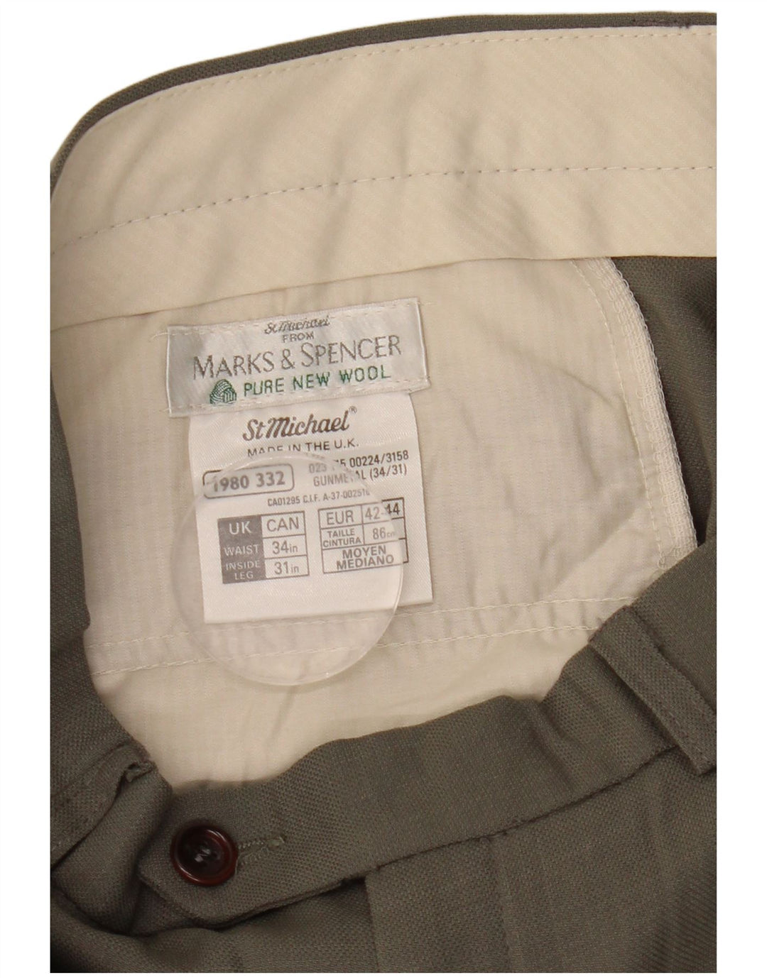 Marks & Spencer Herren-Anzughose mit Pegged-Anzug, W34, L31, graue Wolle