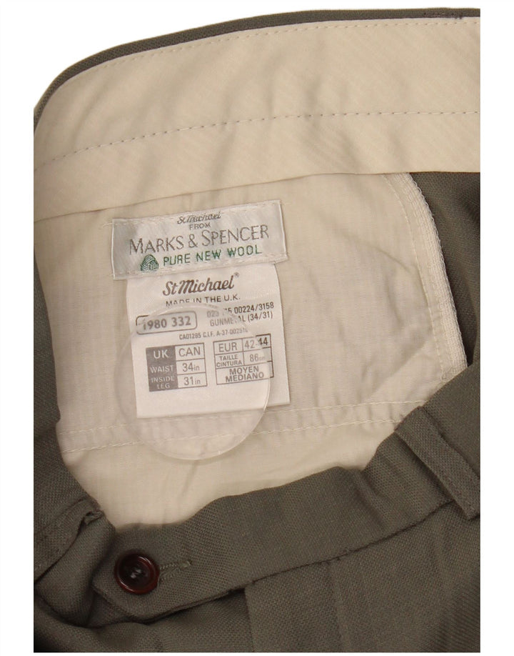 Marks & Spencer Herren-Anzughose mit Pegged-Anzug, W34, L31, graue Wolle