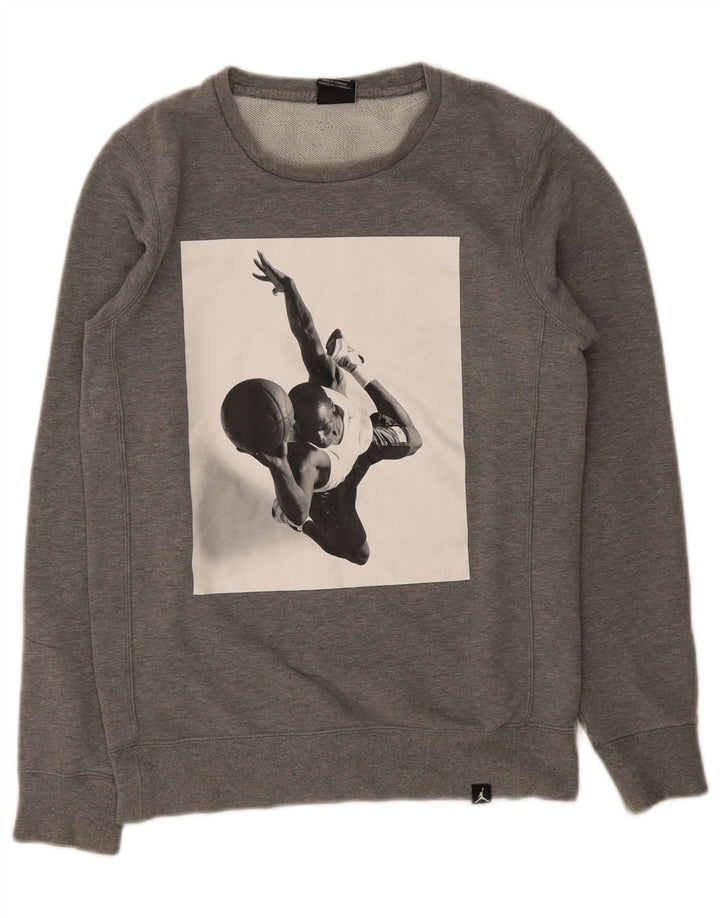 Nike Mens Graphic Sweatshirt Jumper XS Gris Coton