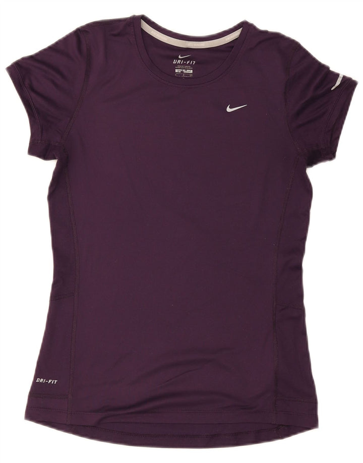 Nike Womens Dri Fit T-Shirt Top UK 8 Small Purple Polyester