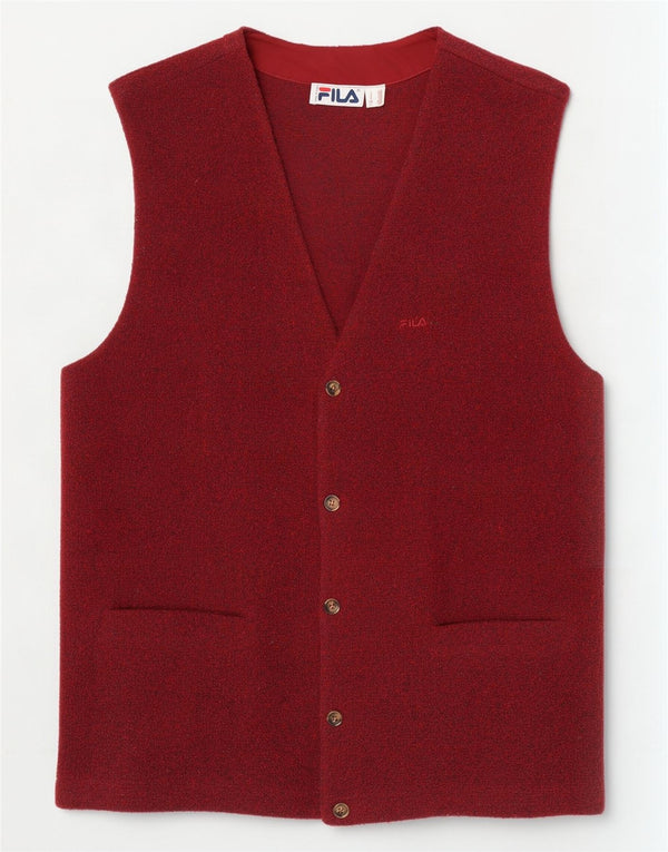 Fila Chaleco de punto para hombre de lana moteada en color granate medio