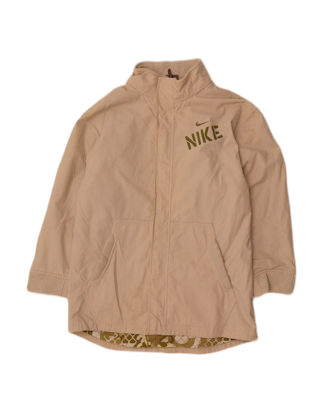 NIKE Boys Swoosh Graphic Windbreaker Jacket 10-11 Years Medium Beige