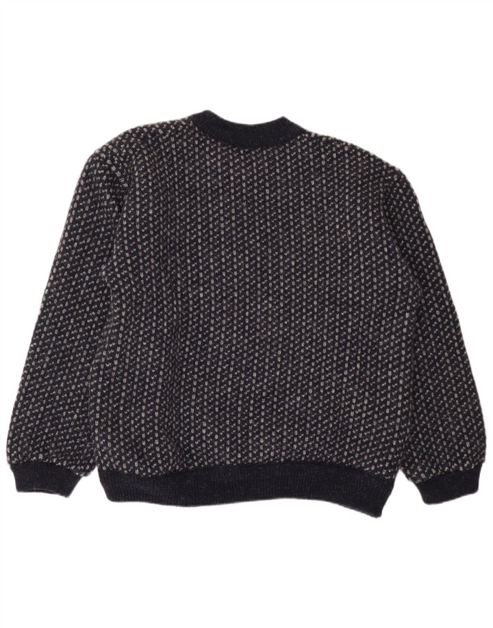 Walbusch Herren-Pullover mit Knopfkragen, EU 52, groß, marineblau, geometrisch