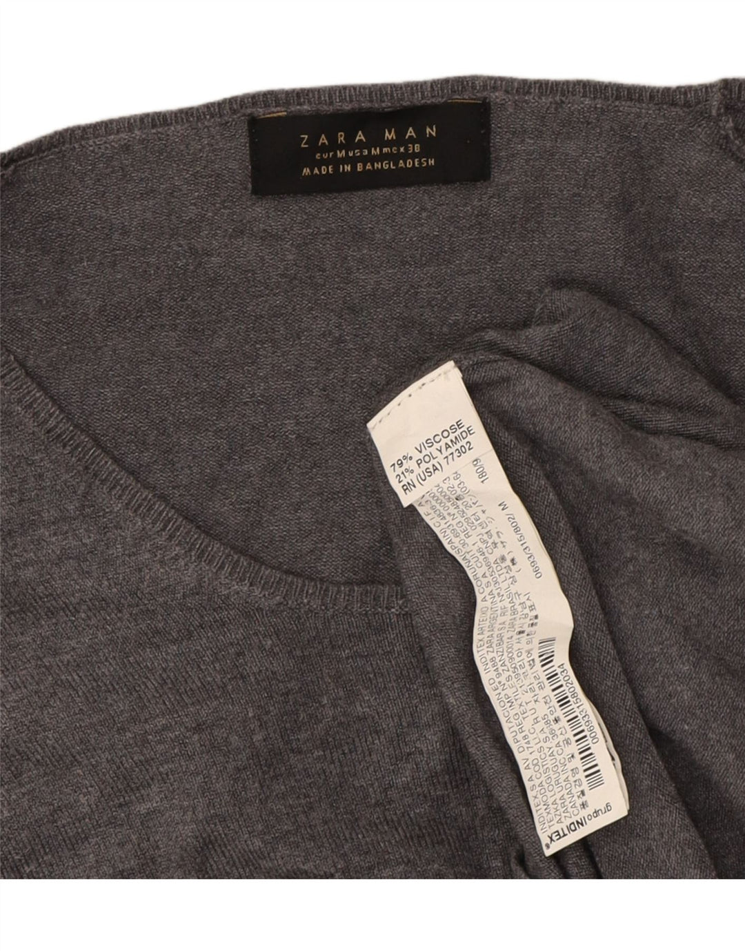 ZARA Womens Boat Neck Jumper Sweater UK 14 Medium Grey Viscose Vintage Zara and Second-Hand Zara from Messina Hembry 