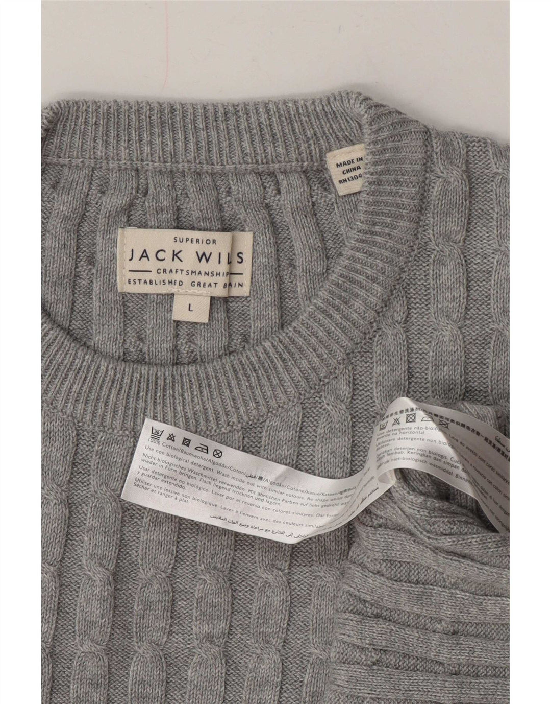 Мужской джемпер с круглым вырезом Jack Wills, большой серый хлопковый свитер