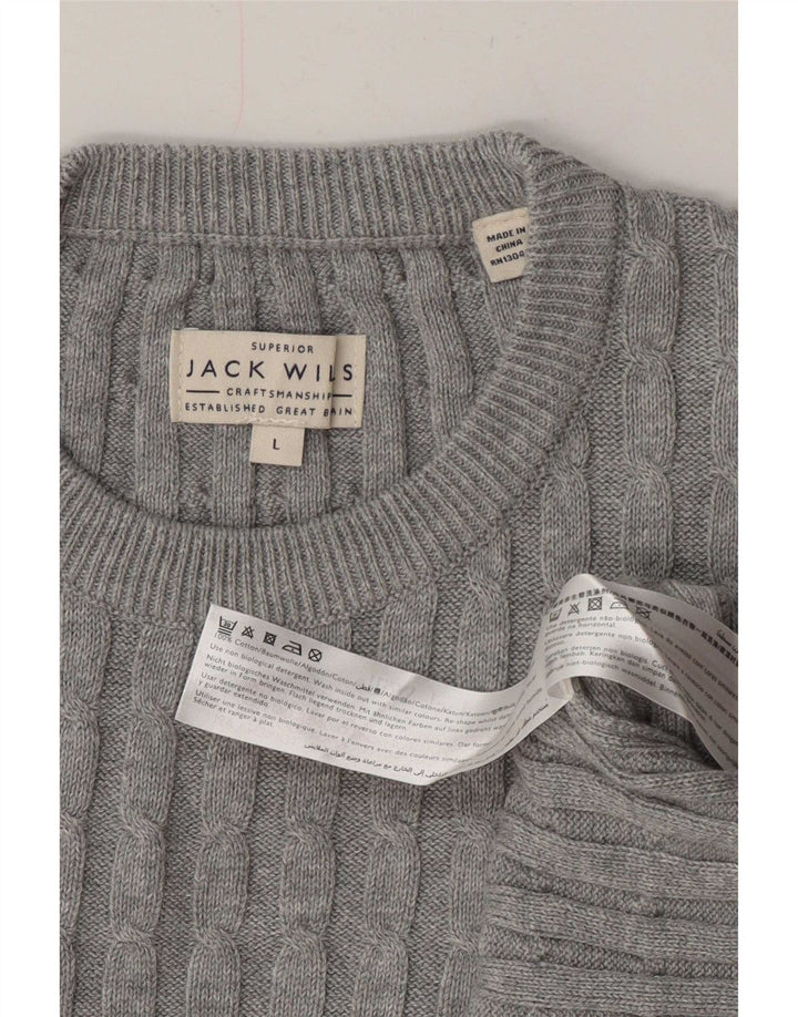 Мужской джемпер с круглым вырезом Jack Wills, большой серый хлопковый свитер