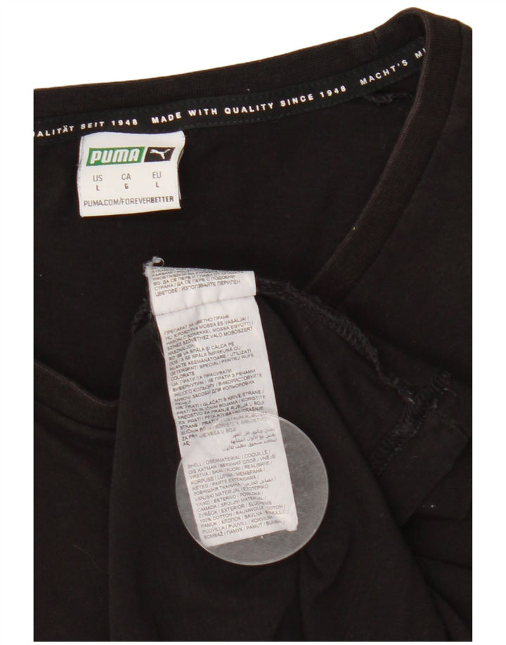 Puma Mens T-Shirt Top Large Black Colourblock Cotton