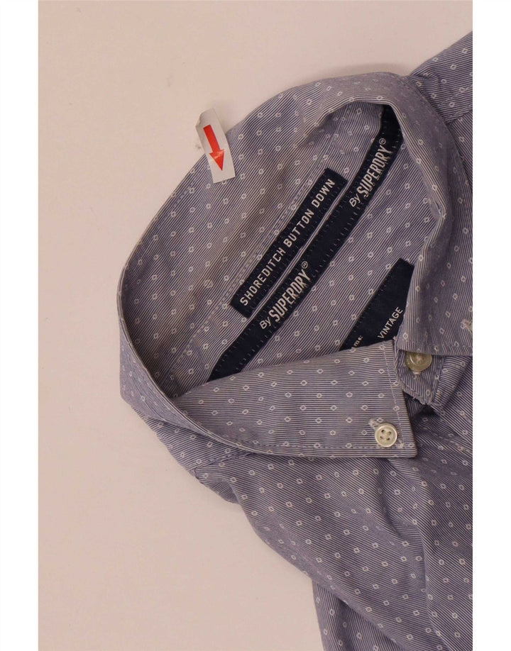 Camisa masculina Superdry algodão geométrico azul médio