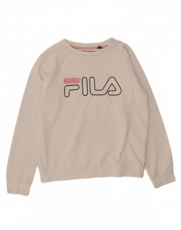 FILA Suéter gráfico feminino 9-10 anos algodão branco