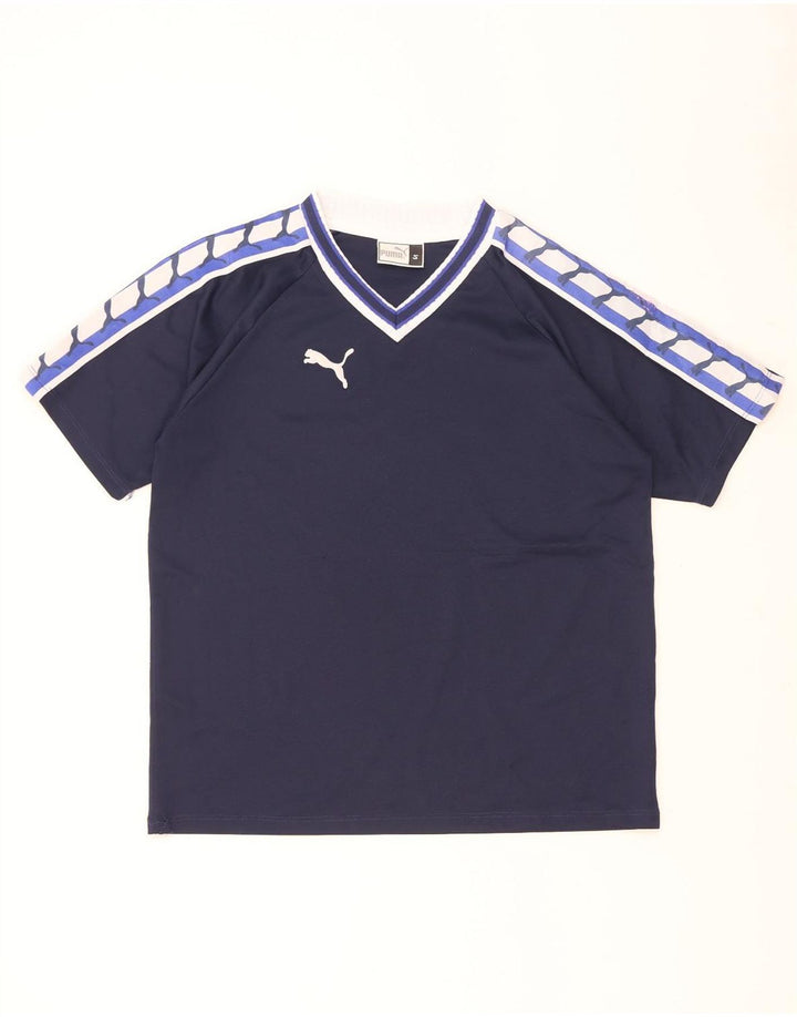 Puma Herre grafisk T-shirt Top Lille marineblå Colourblock Polyester