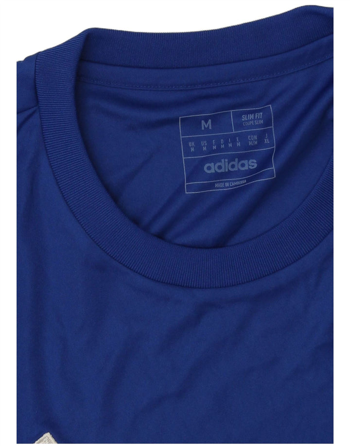 Adidas Mens Aeroready Slim Fit Graphic T-Shirt Top Medium Blue Polyester