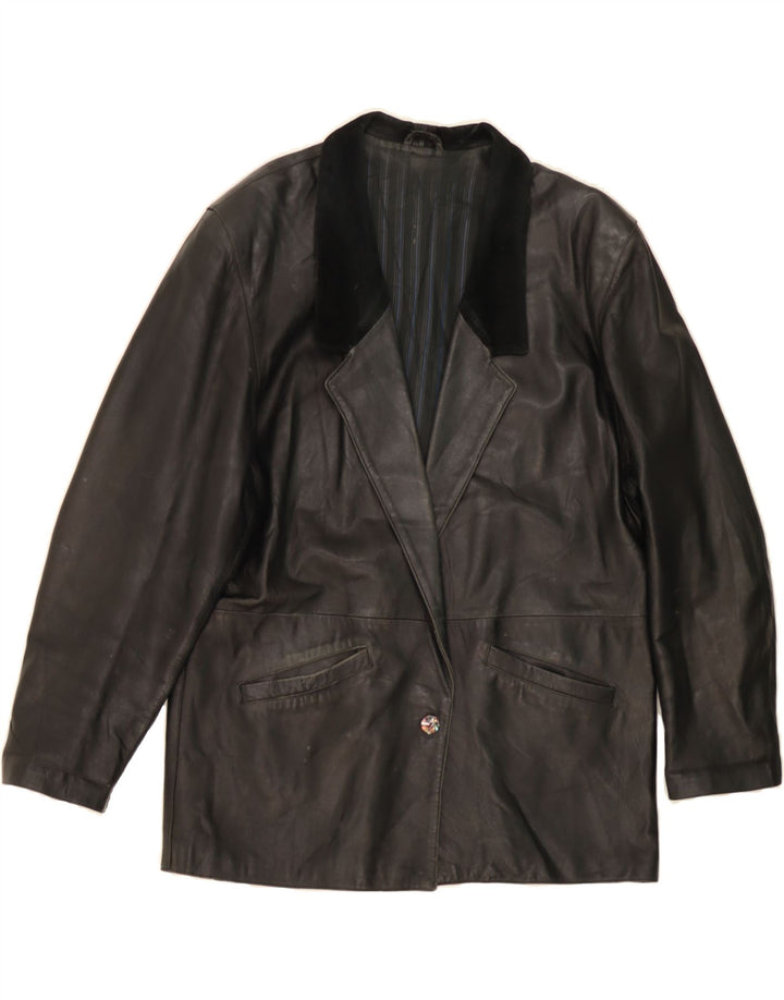 VINTAGE Womens Leather Jacket IT 48 XL Black Leather Vintage Vintage and Second-Hand Vintage from Messina Hembry 