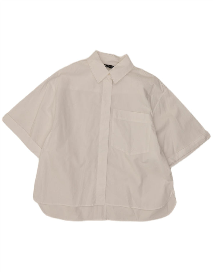Zara Womens Short Sleeve Oversized Shirt UK 10 Small White