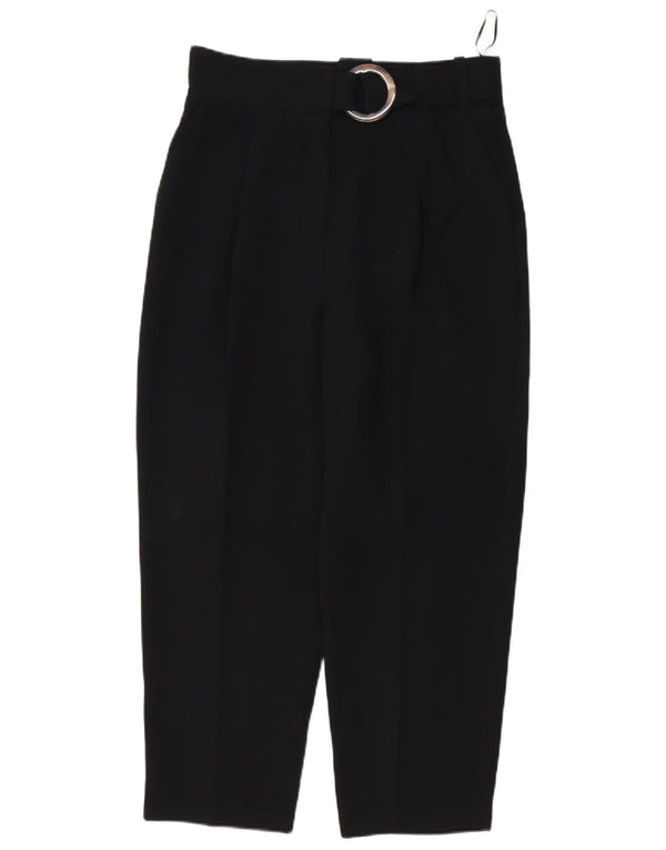 Topshop Womens High Waist Cropped Trousers UK 12 Medium W30 L25 Black