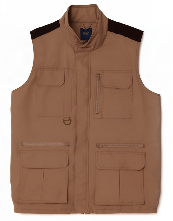 Cotton Traders Chaleco utilitario para hombre UK 40 Large Beige Colorblock Poliéster