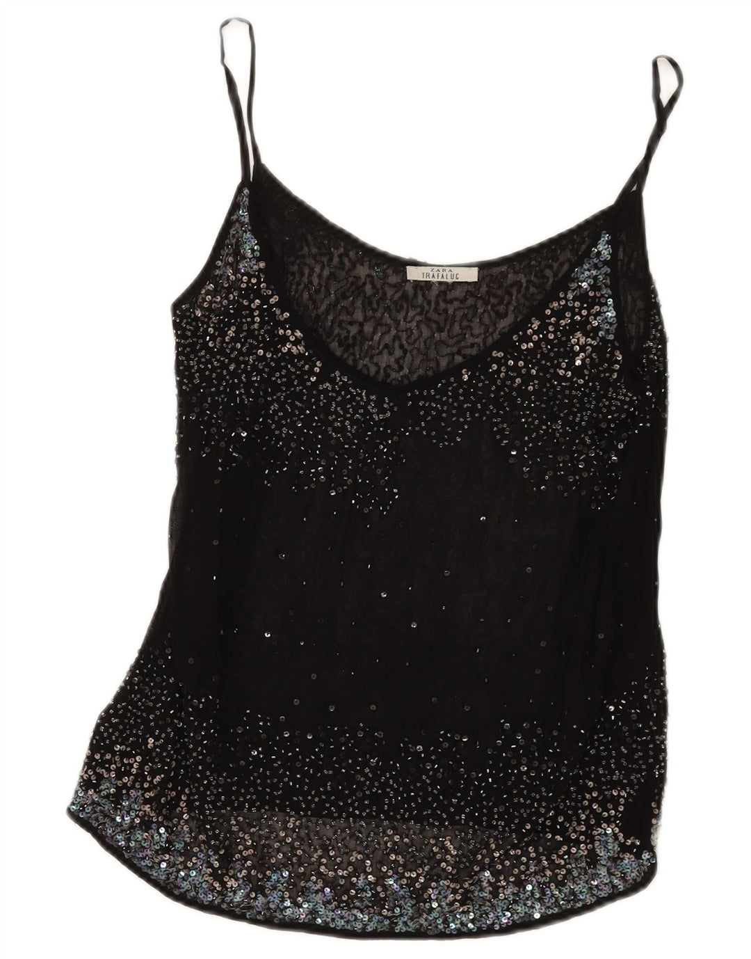 Zara Womens See Through Cami Top UK 12 Medium Black