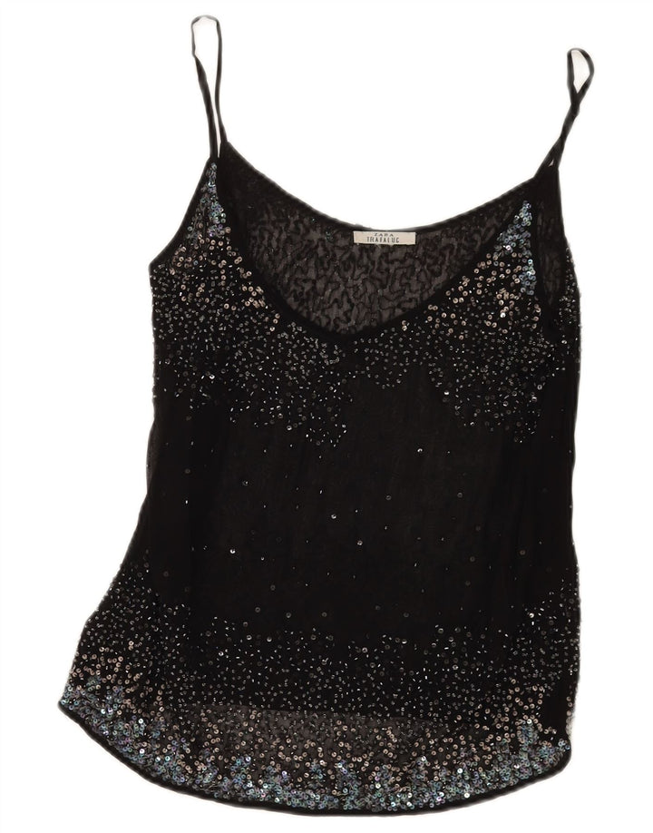 Zara Womens See Through Cami Top UK 12 Medium Black