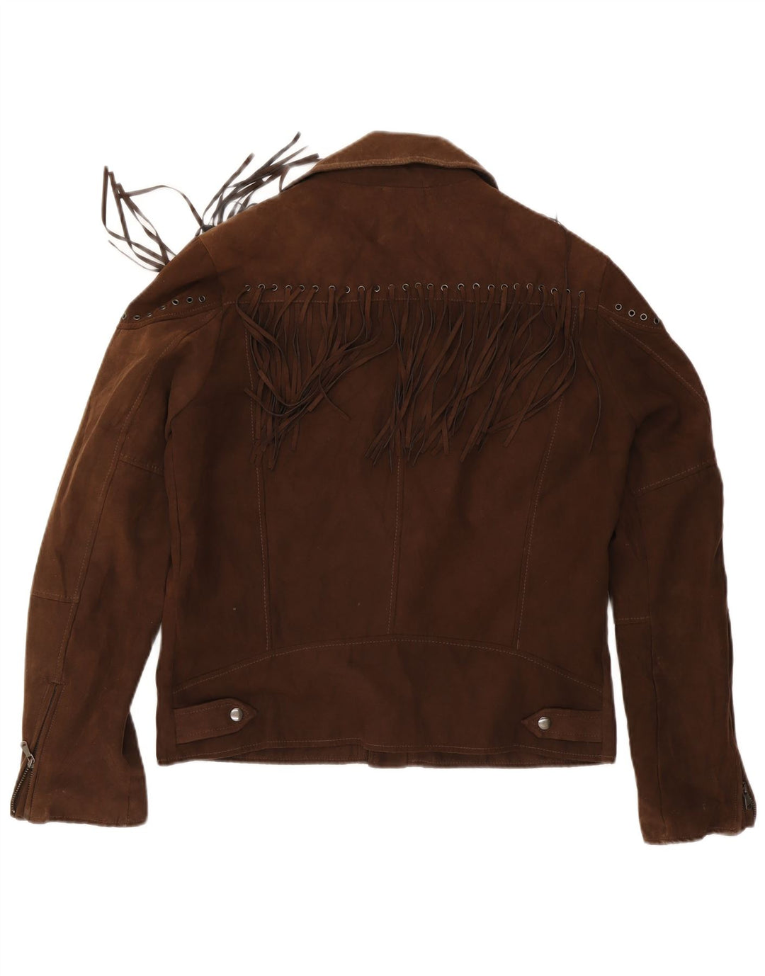 Zara Mens Faux Suede Biker Jacket UK 42 XL Brown Polyester