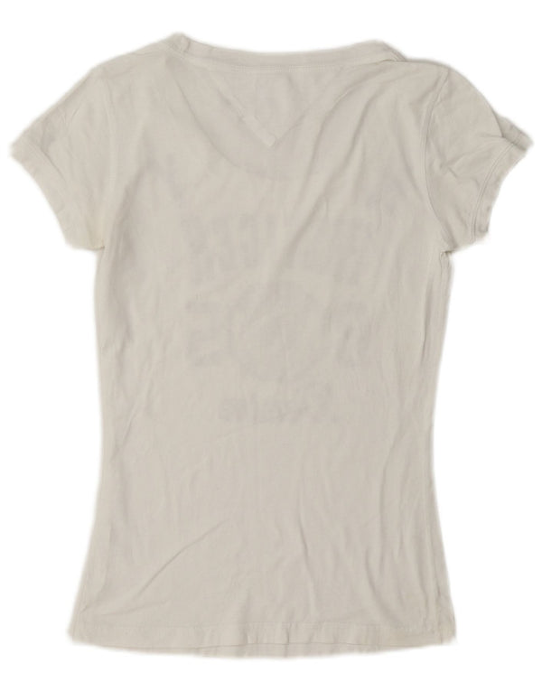 Tommy Hilfiger Damen Grafik-T-Shirt-Oberteil UK 6 XS Weiß