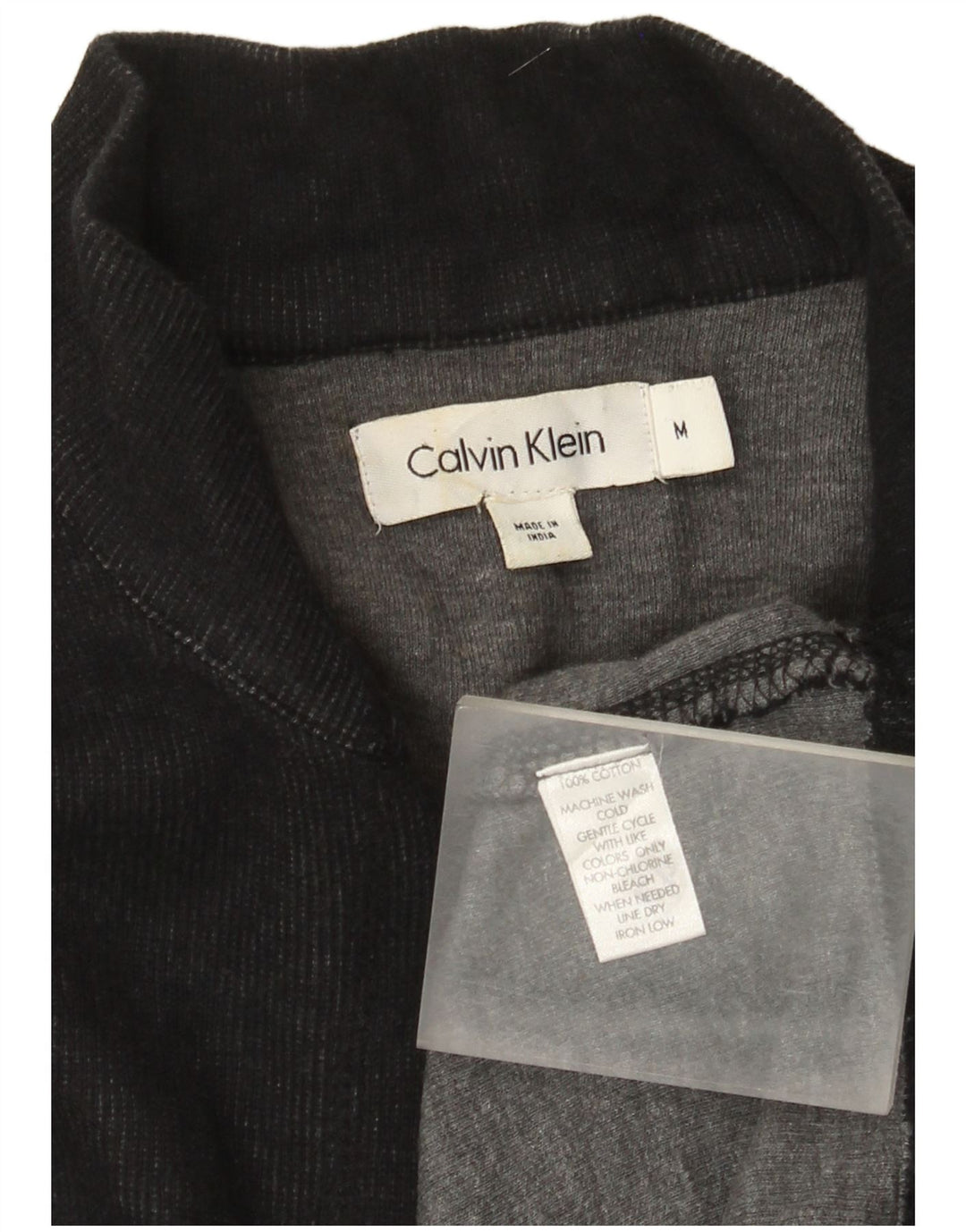 Pulover Calvin Klein pentru bărbați, cu fermoar și gât, bumbac mediu negru
