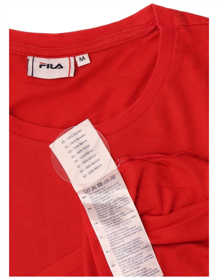 Fila Mens Graphic T-Shirt Top Medium Red Colourblock Cotton