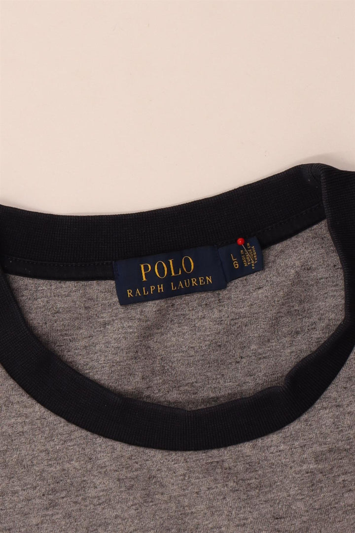 Polo Ralph Lauren Mens Sweatshirt Jumper Large Grey Colourblock Polyester