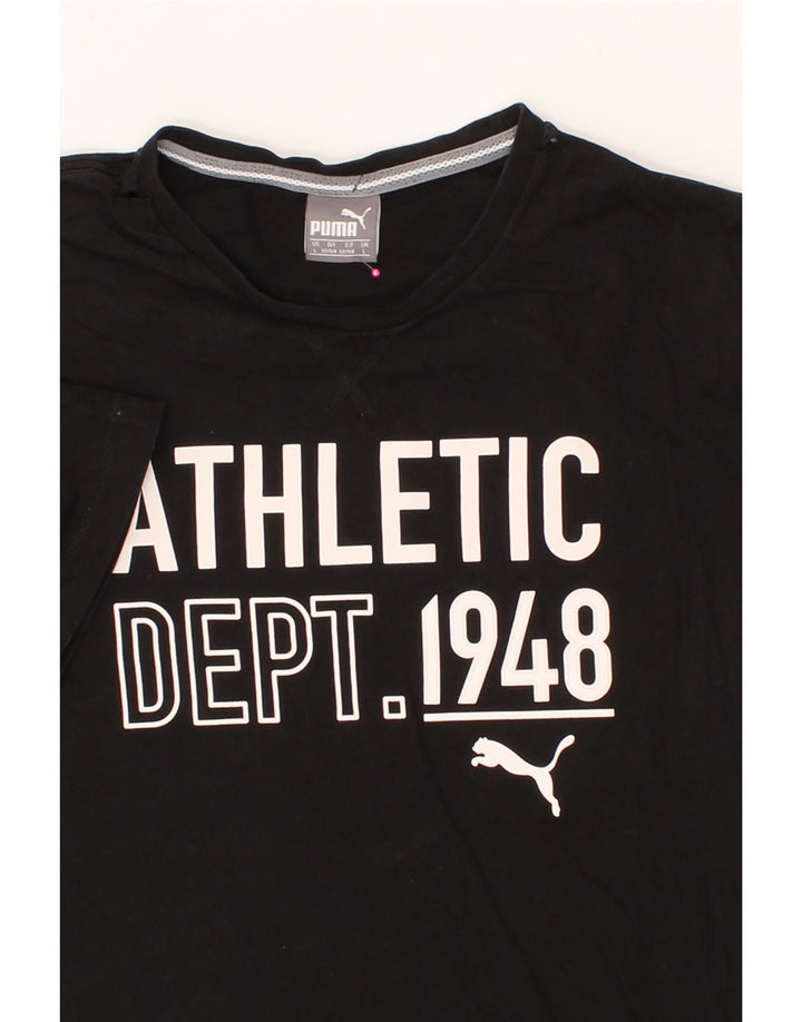 PUMA Mens Graphic T-Shirt Top Large Black Cotton Vintage Puma and Second-Hand Puma from Messina Hembry 